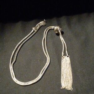 Elegant Silver Necklace with Tassel